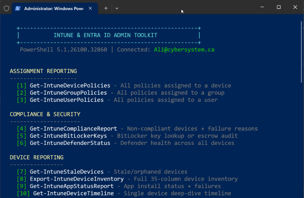 Intune & Entra ID Admin Toolkit PowerShell CLI